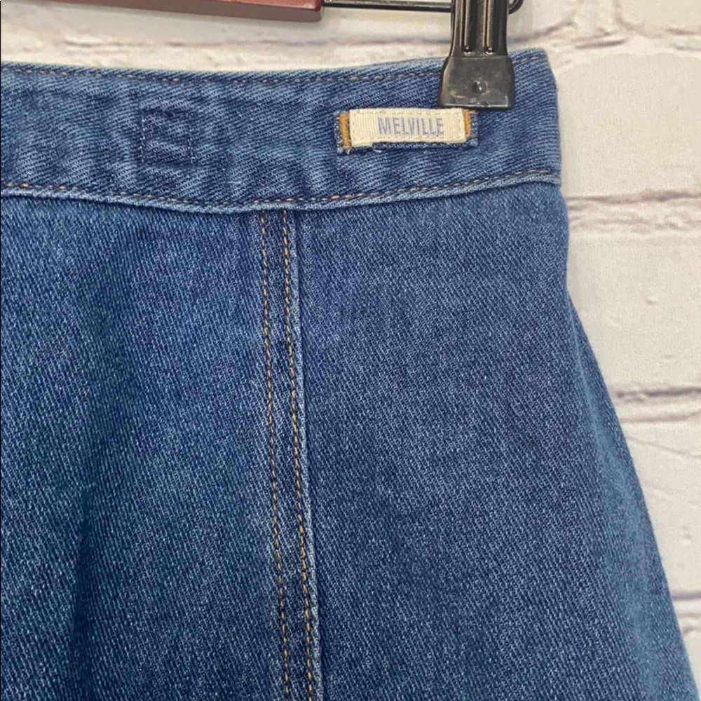 Melville Denim Blue Jean Button Front Mini Skirt Size 23
